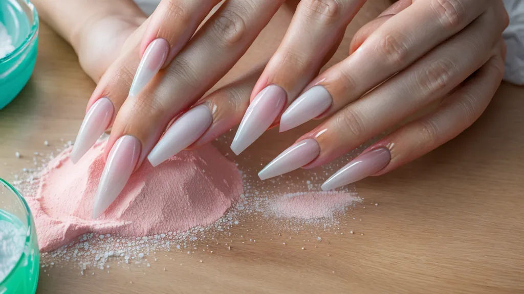 Proceso de limado de uñas acrílicas para perfeccionar la forma y el grosor