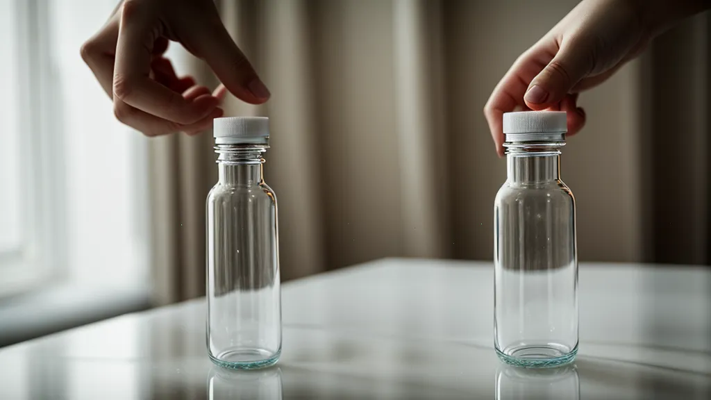 Primer plano de monómero y recipiente de vidrio para aplicación de uñas acrílicas.