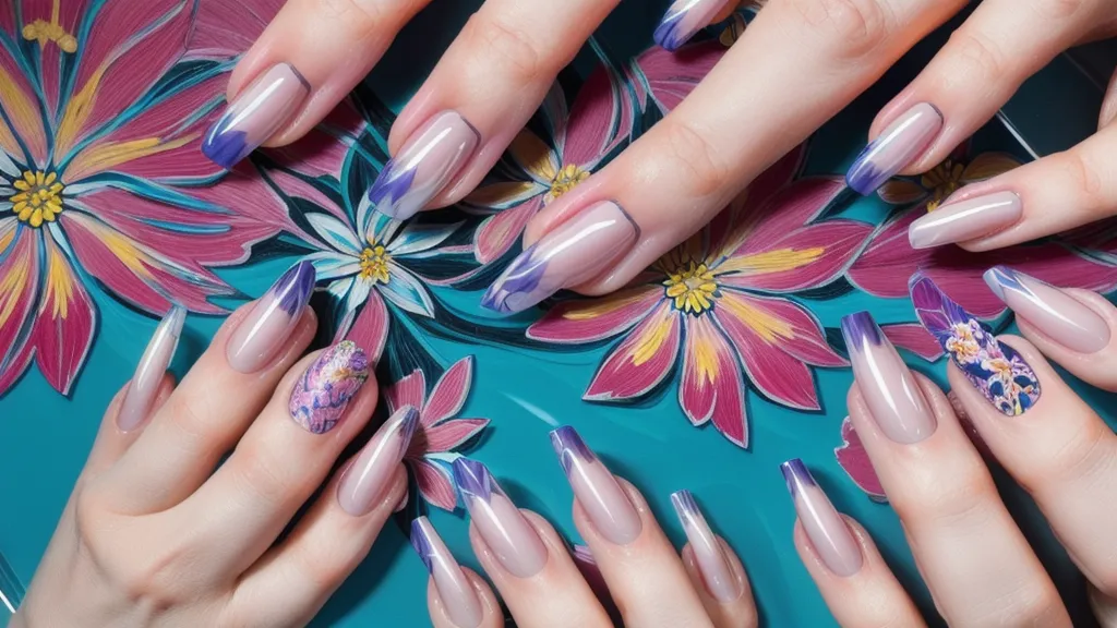 Manicurista emprendedora realizando diseño a mano alzada sobre uña acrílica