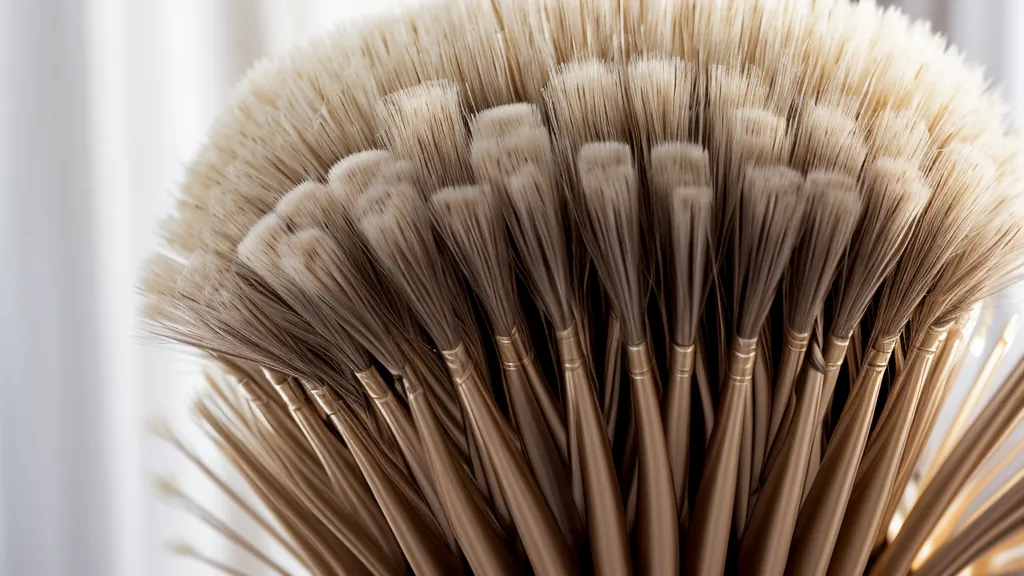 Detalle de las cerdas naturales de un pincel Kolinsky profesional