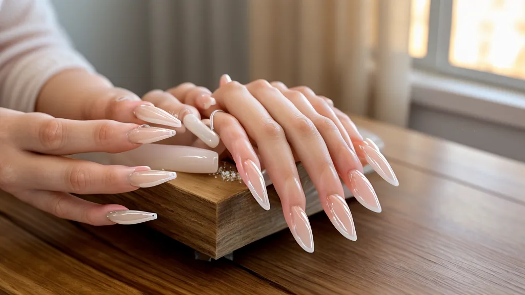Uso de un corta-tips profesional para ajustar el largo de la extensión en uñas acrílicas