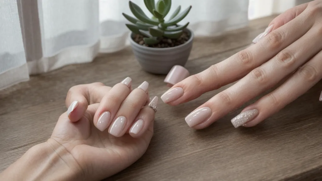 Mesa de trabajo de manicurista en casa con lámpara LED y materiales de acrílico