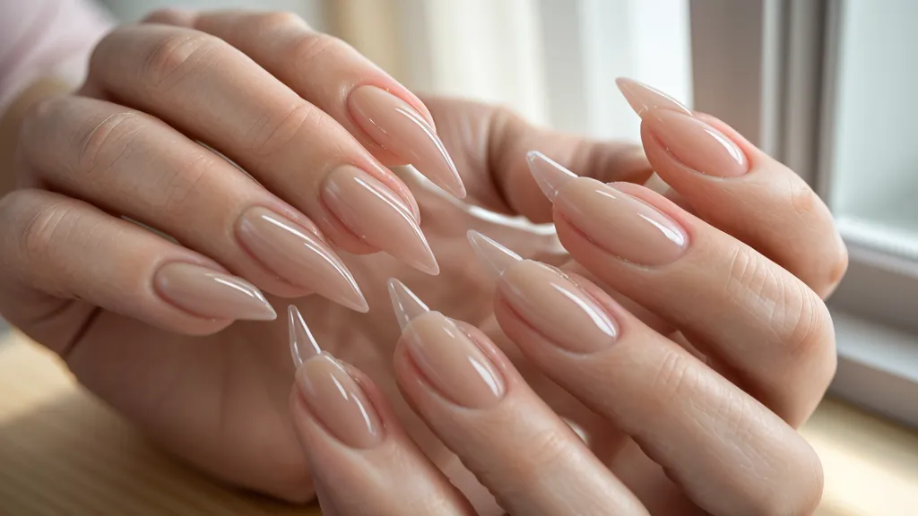 Manicurista limando una uña acrílica con una lima de grano 100/180