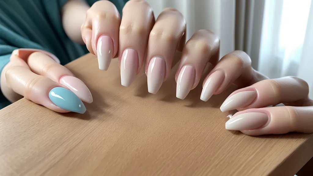 Teléfono mostrando un tutorial de manicuría avanzada junto a una mano de práctica.
